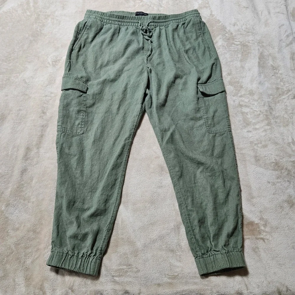 Banana Republic Womens Linen Blend Cargo Jogger Pants Olive Green Size L